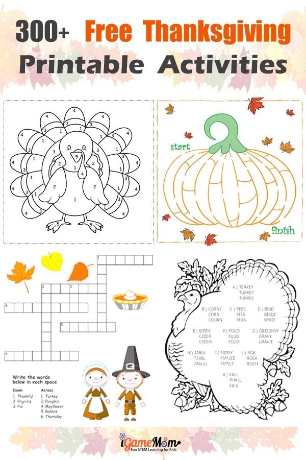 Printable Thanksgiving Activity Sheets Printable Calendars AT A GLANCE
