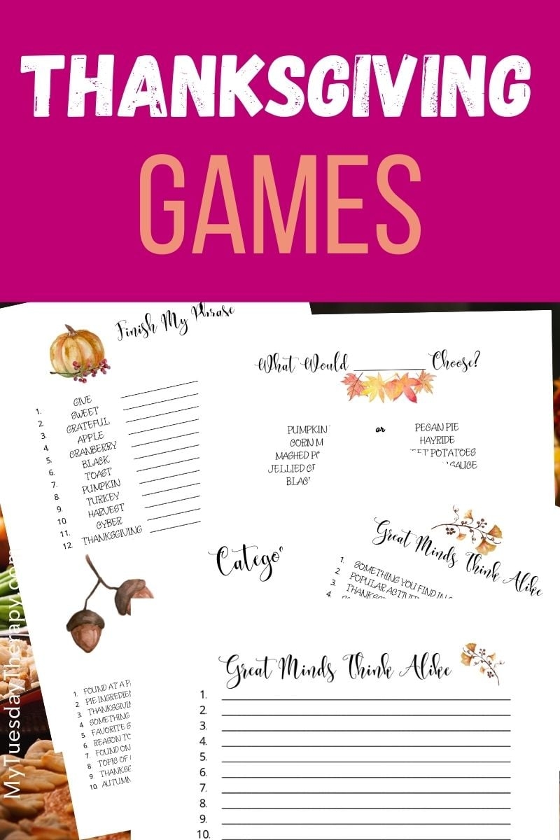 Printable Thanksgiving Games fun For Adults Teens And Older Kids 