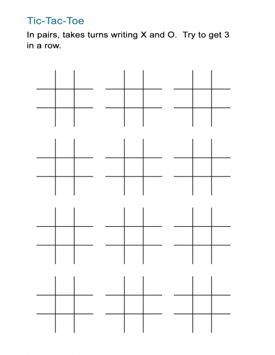 Printable Tic Tac Toe Sheets ALL ESL