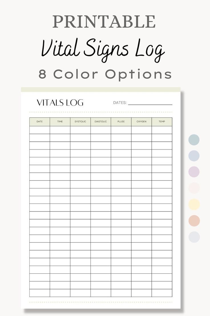 Printable Vitals Tracker