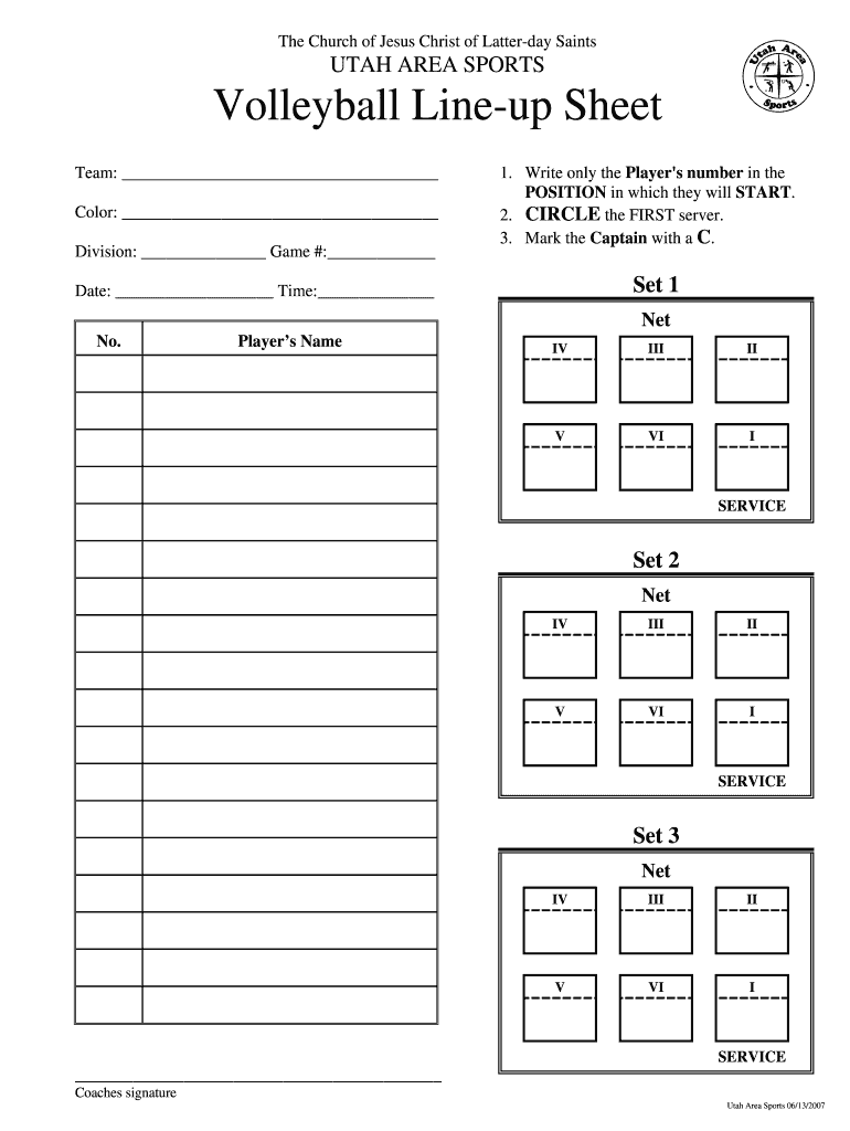 Printable Volleyball Lineup Sheet Template Printable Templates Online 