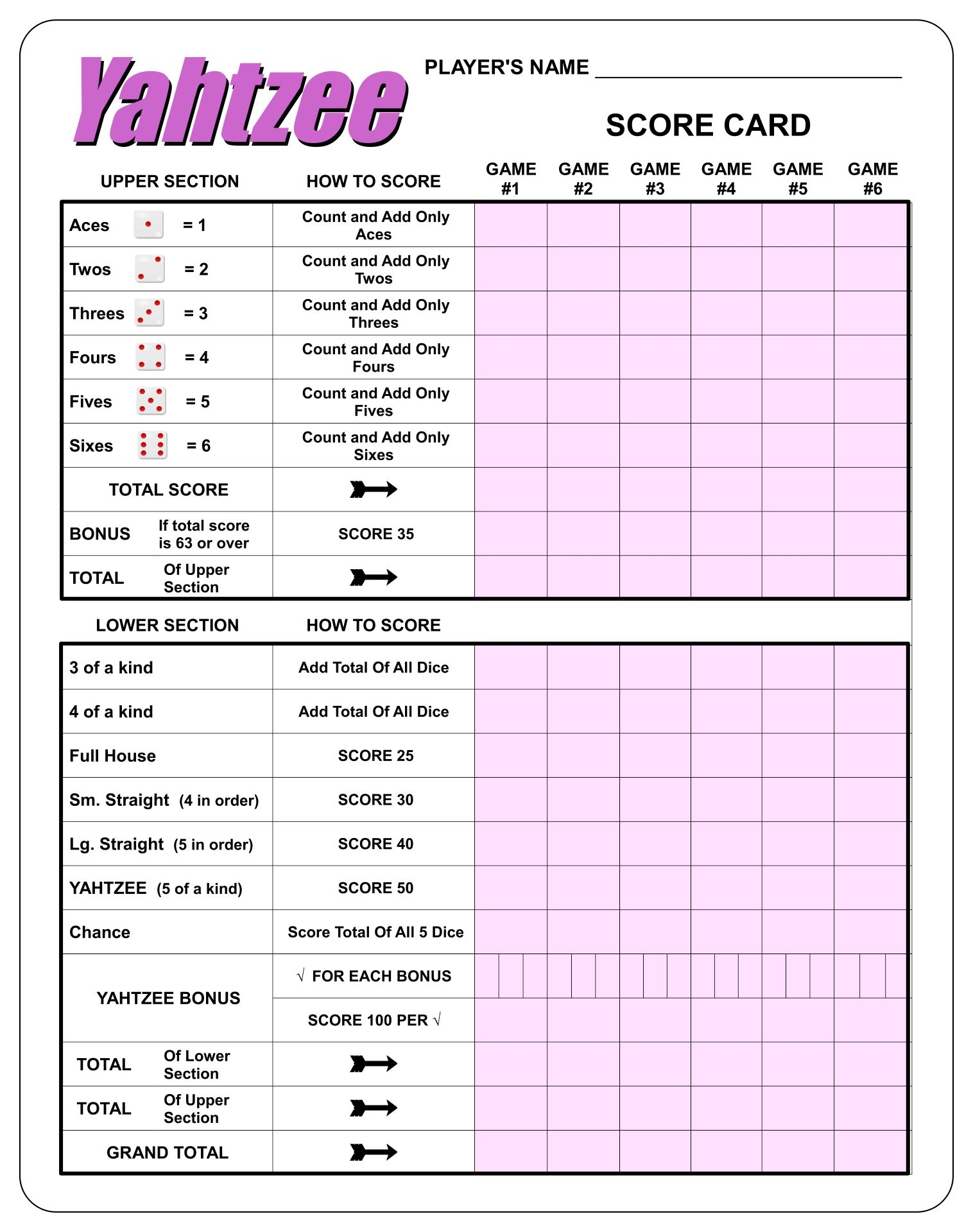 Printable Yahtzee Score Sheets Printable JD