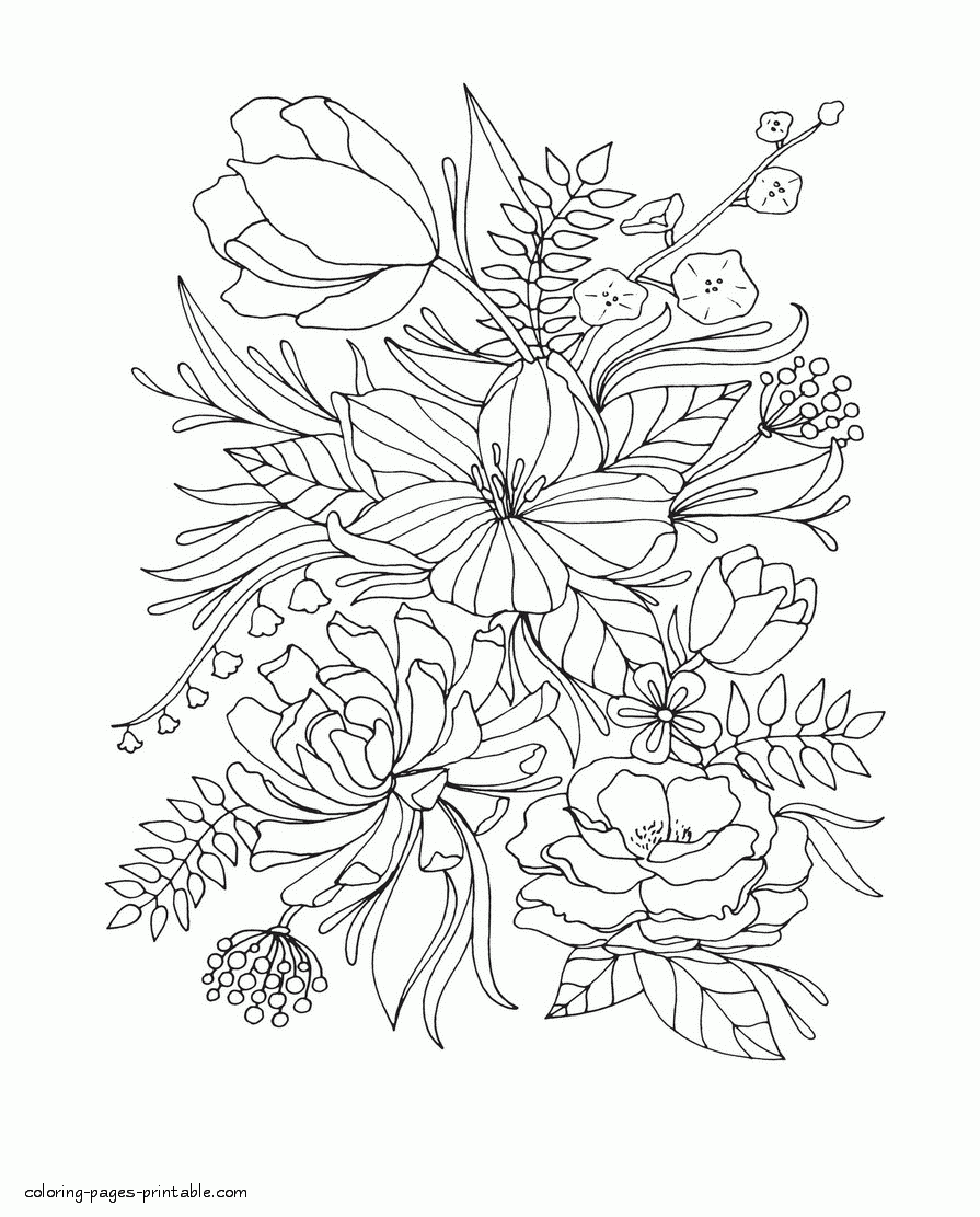 Realistic Flower Coloring Pages COLORING PAGES PRINTABLE COM
