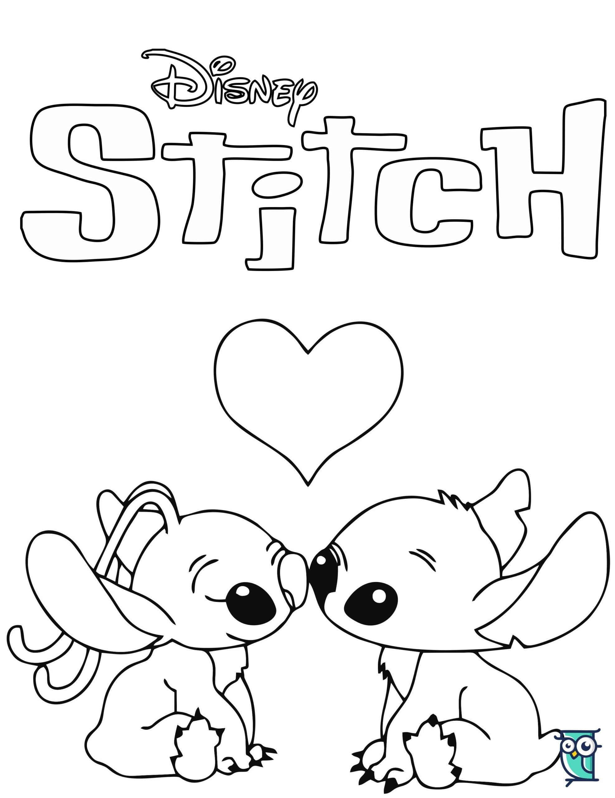 Romantic Stitch And Angel Coloring Pages