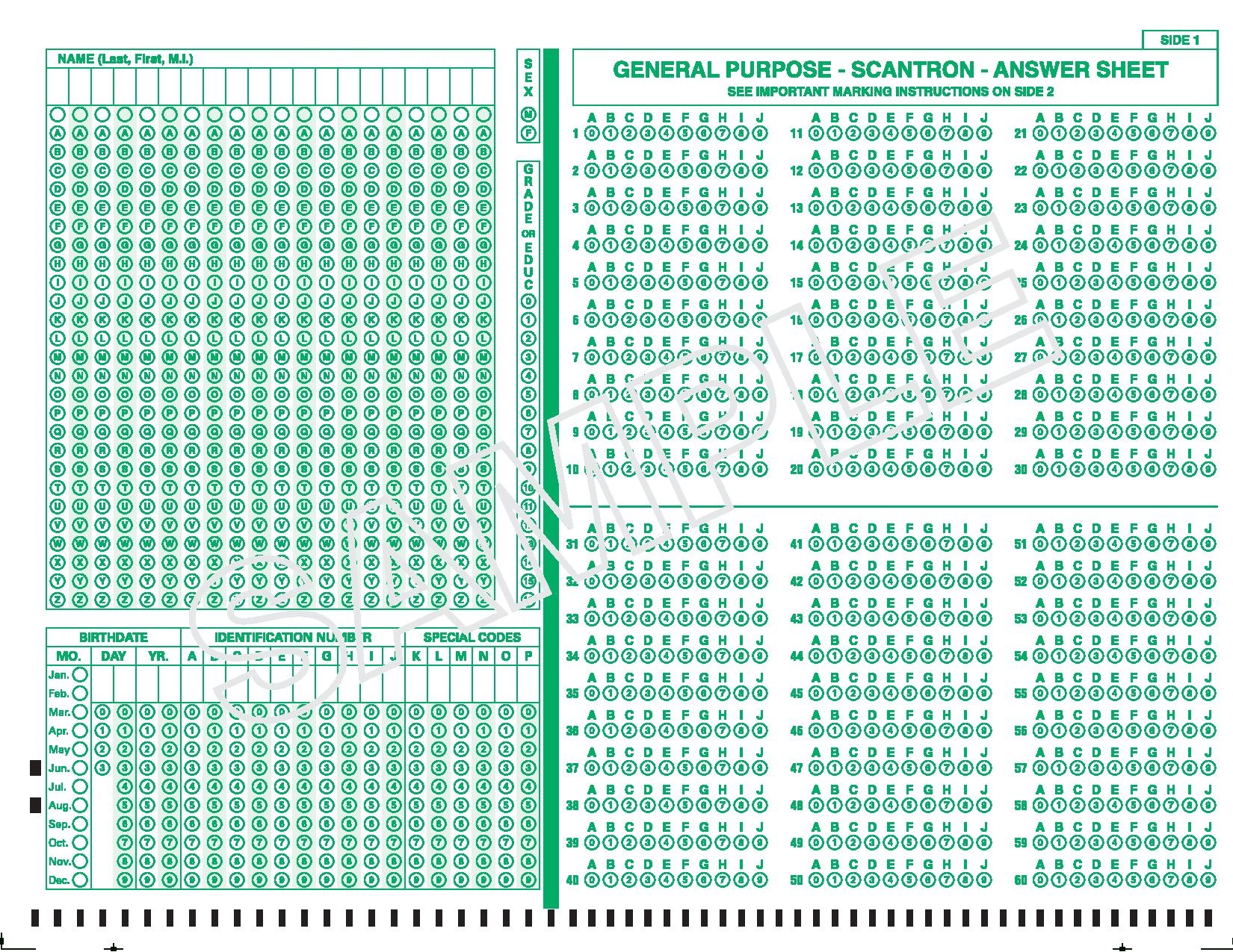 Scantron Sheet Printable NBKomputer