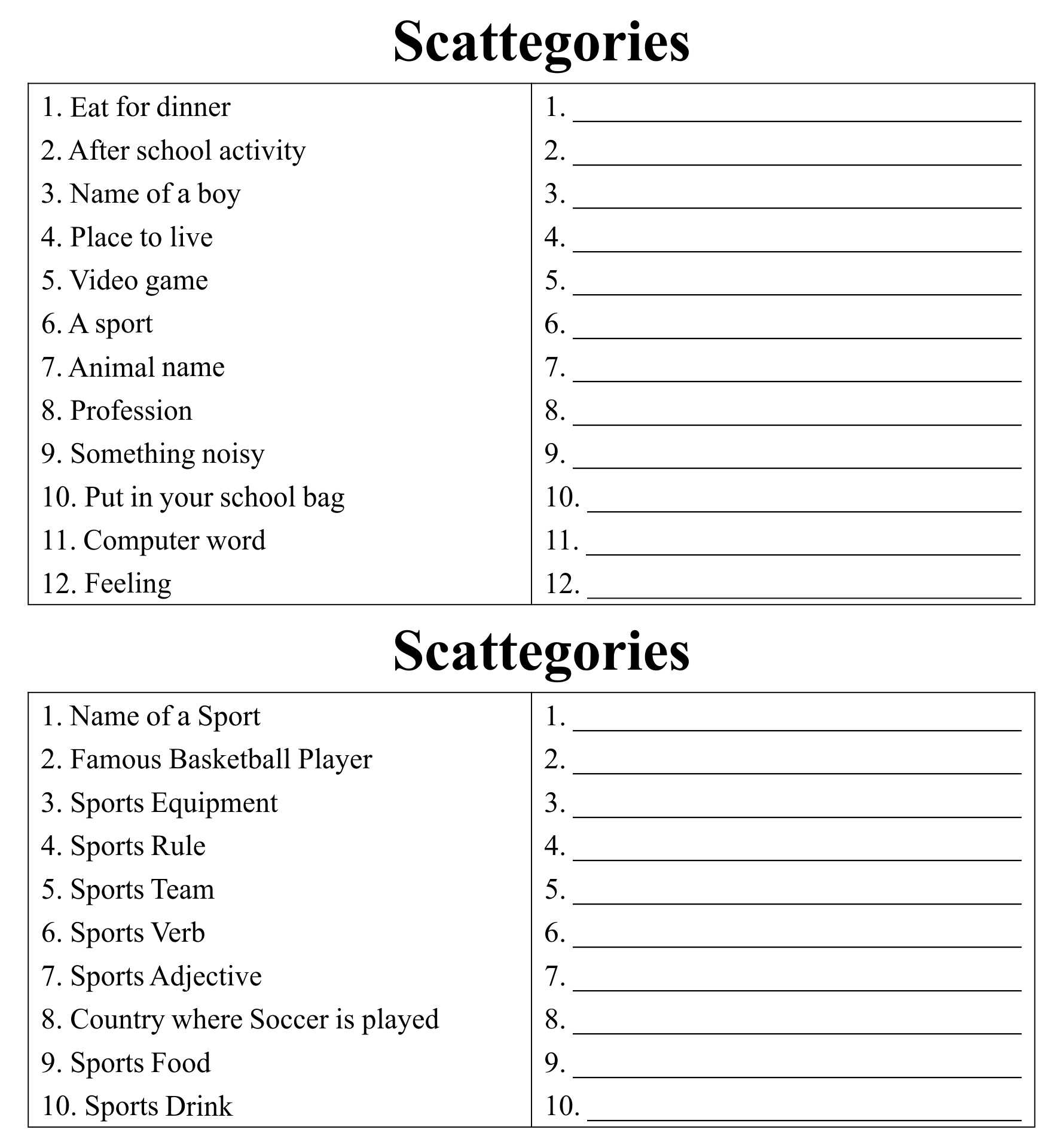 Scattergories Score Sheets 10 Free PDF Printables Printablee
