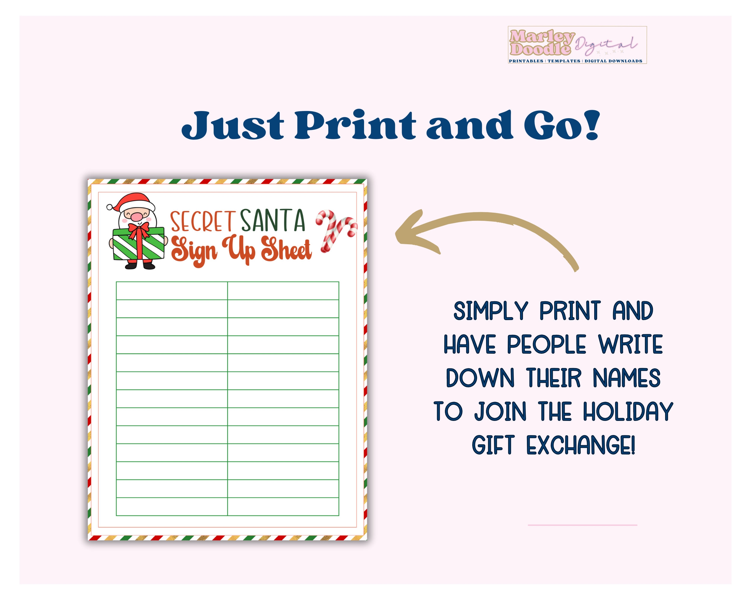 Secret Santa Sign Up Sheet Printable Work Secret Santa Christmas 