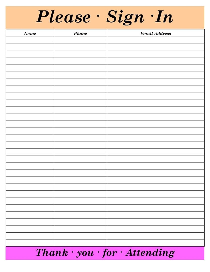 Sign In Sheet template Hot Versatile Printable And Editable Client 