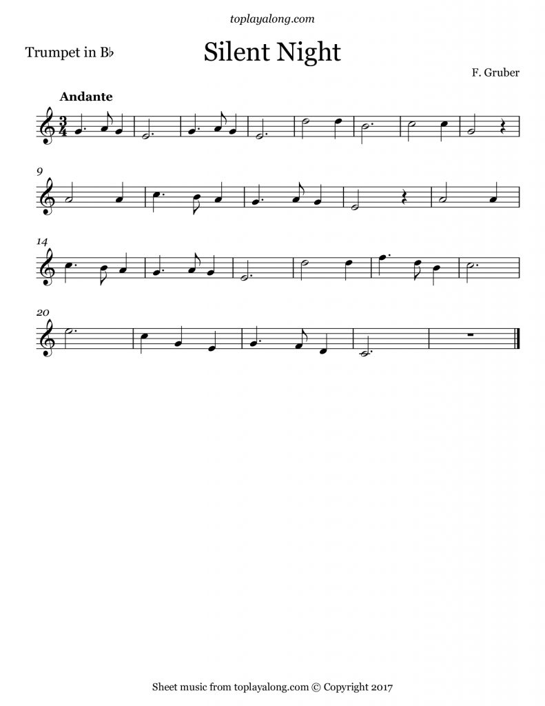 Silent Night Toplayalong Free Printable Christmas Sheet Music For 
