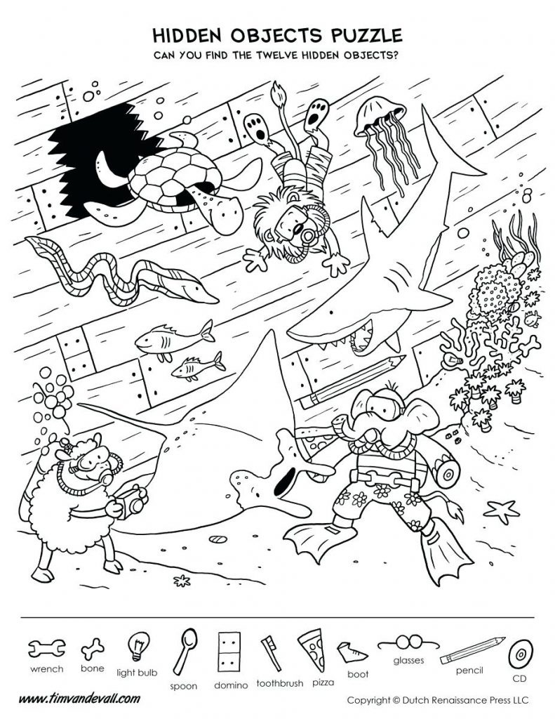 Simple Printable Hidden Pictures Object Games For Adults Free 