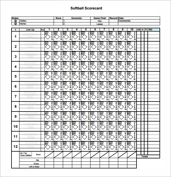 Softball Printable Score Sheets Printable Word Searches
