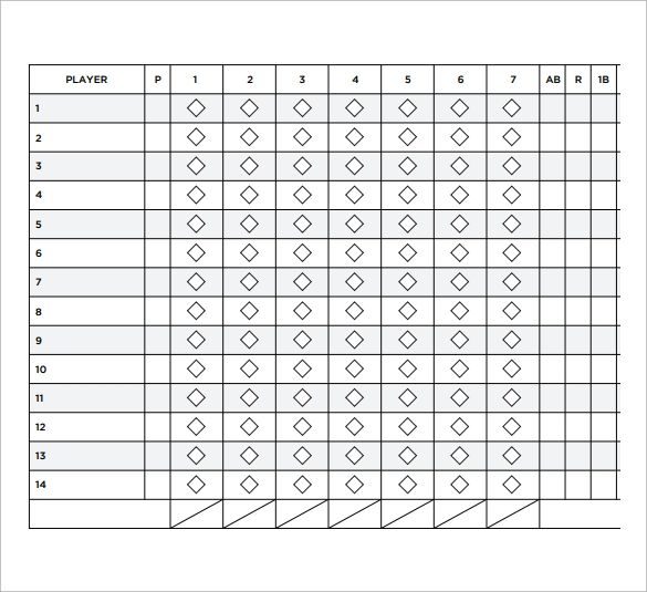Softball Scoring Sheet Printable