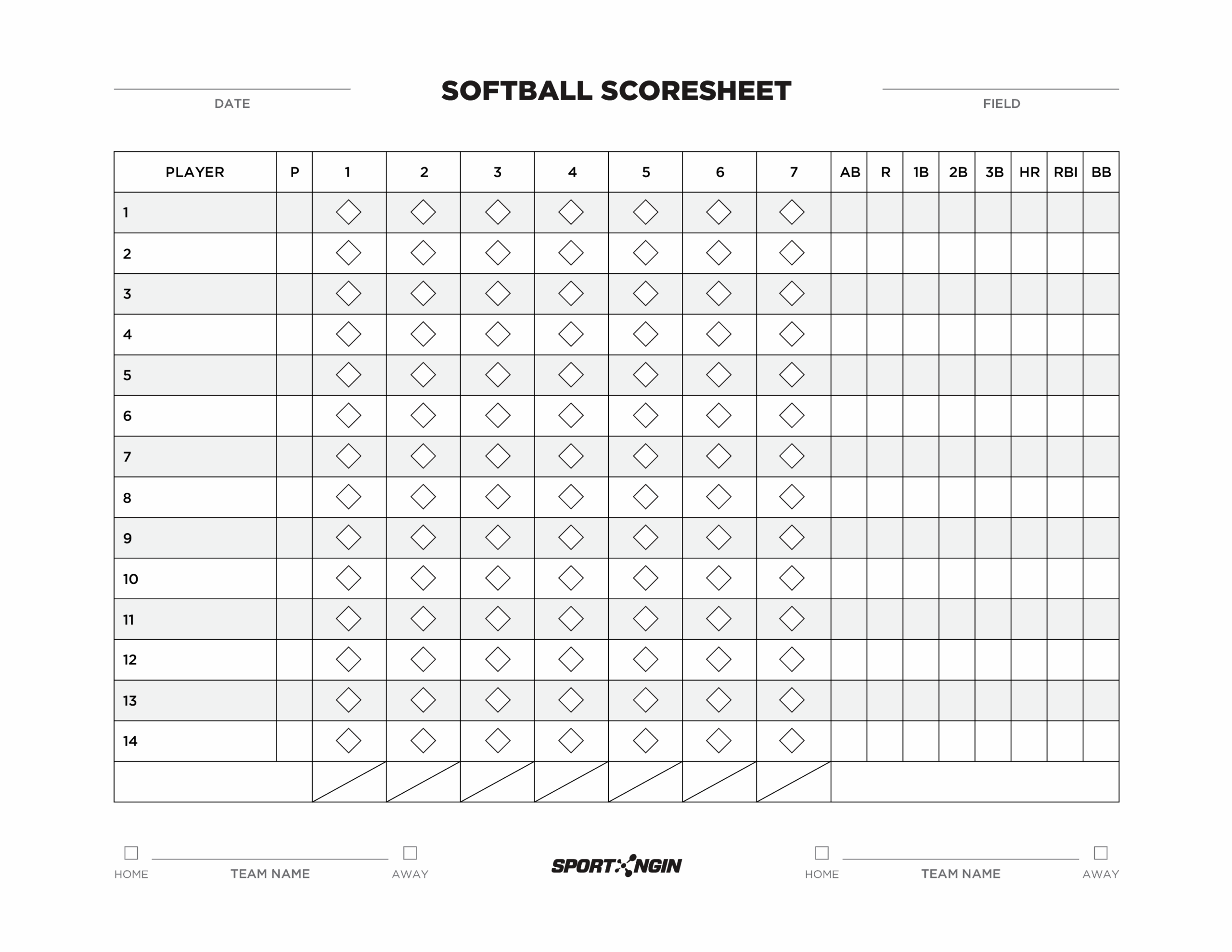 Softball Scoring Sheet Printable Printable Word Searches