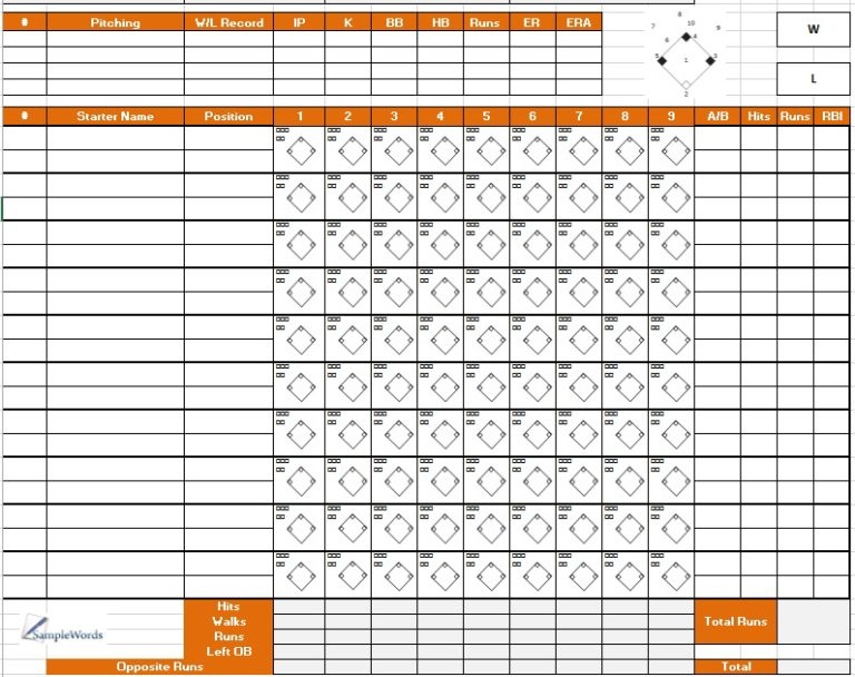 Softball Scoring Sheet Printable
