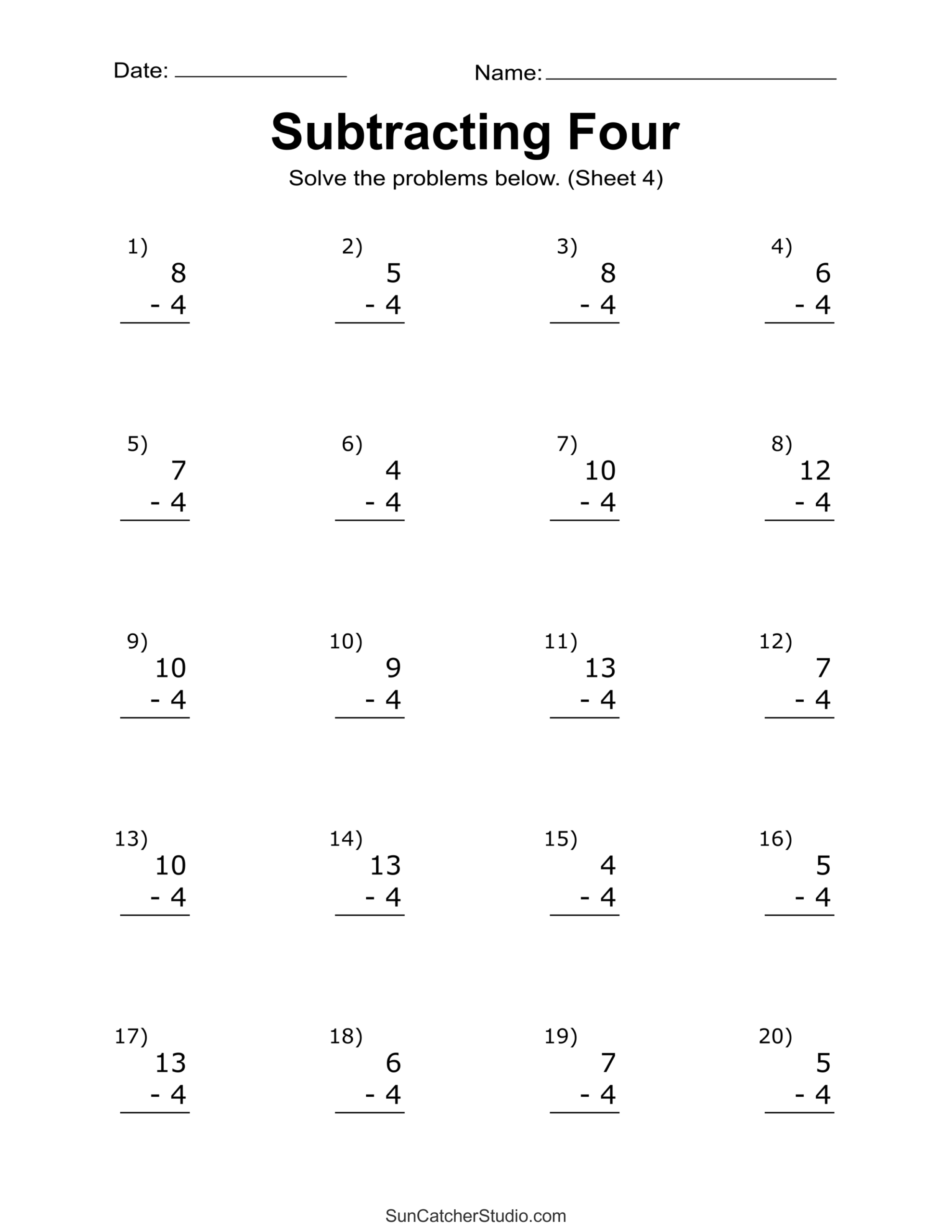 Subtraction Worksheets Free Printable Math Drills Free Printables 