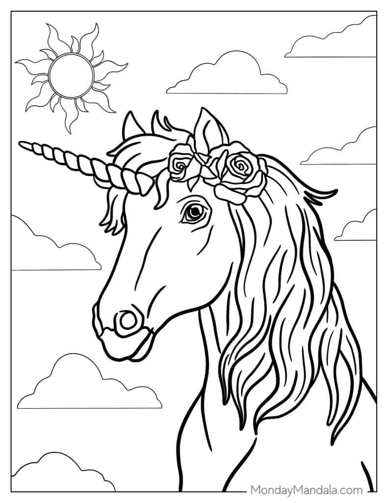 Unicorn Colouring Sheets Free Printable Free Coloring Sheet