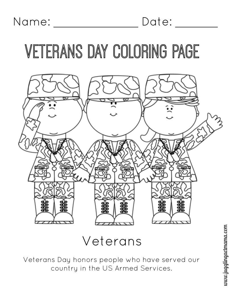 Veterans Day Coloring Sheets Printables