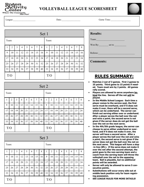 Volleyball Score Sheet Table Download Printable PDF 43 OFF
