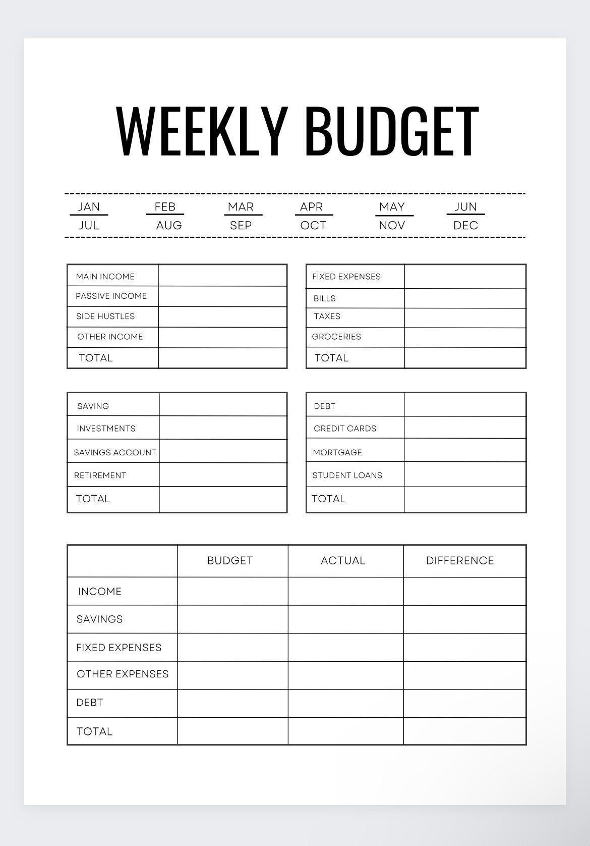 Weekly Budget biweekly Budget budget Template budget By Paycheck