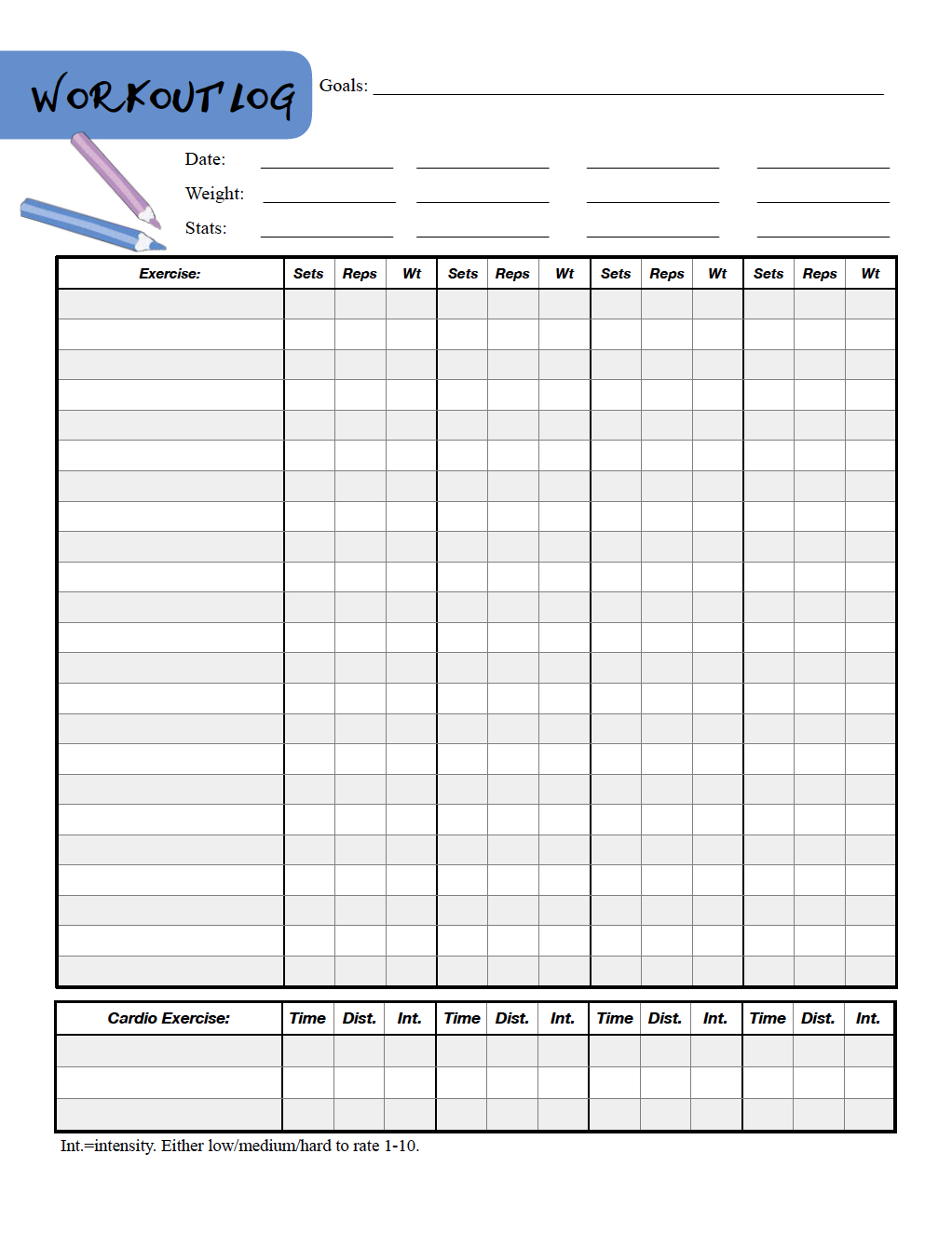 Workout Log Template Unique Free Printable Blank Workout Log Free 