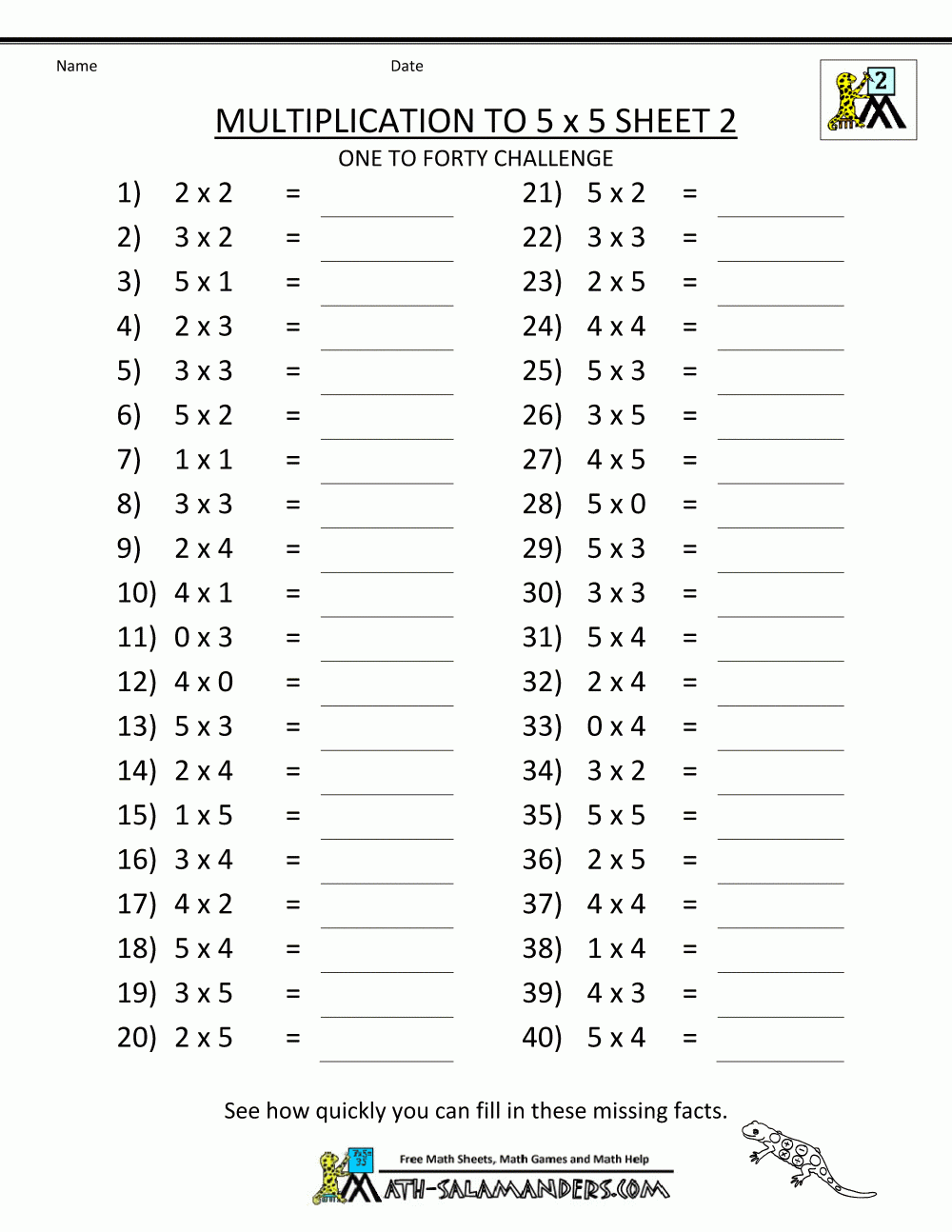 Worksheets Multiplication Grade 2 PrintableMultiplication